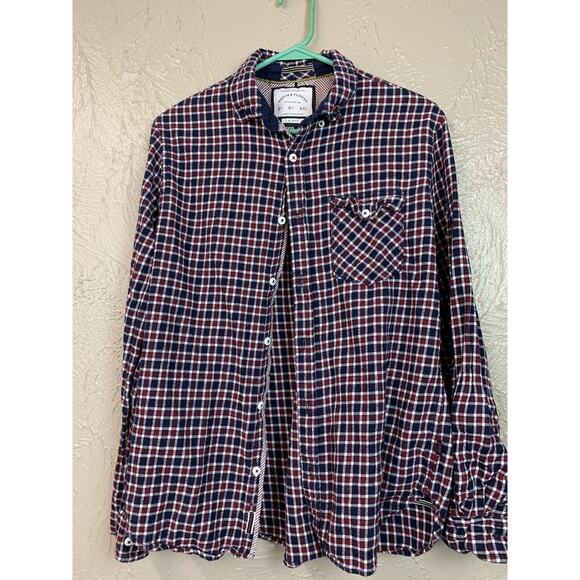 Denim & Flower Mens Checkered Plaid Button Down Flannel Casual Shirt Size Medium - Picture 1 of 3